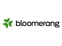 a logo with green leaves